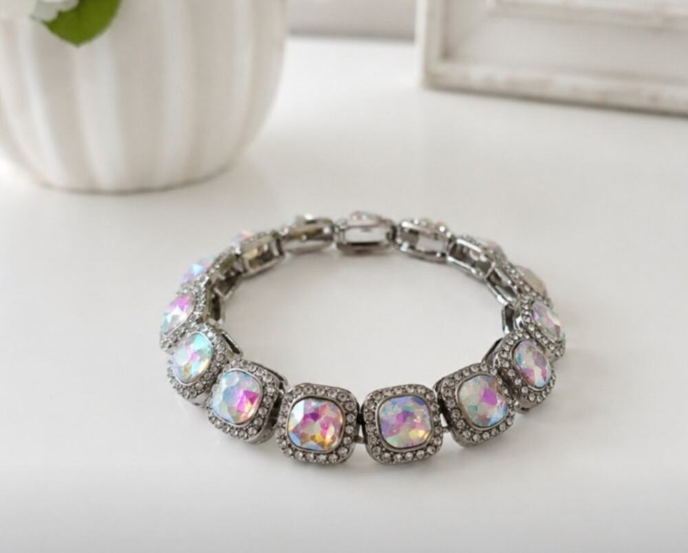 Silver AB Glass Crystal Dopamine Bracelet New